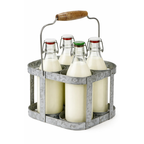 Milk bottle holder galvanised - milk,