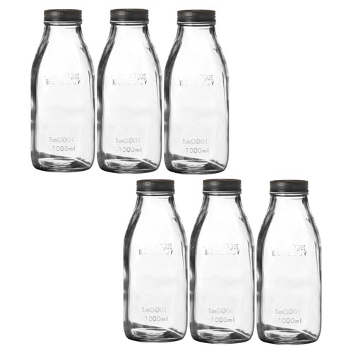 6pcs clear glass bottle - clear, coffee