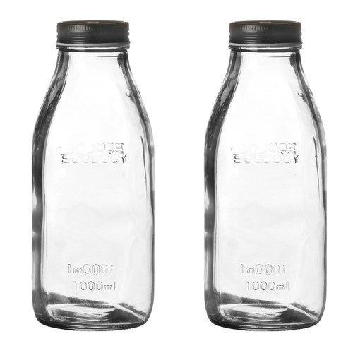2pcs clear glass - glass, bottle